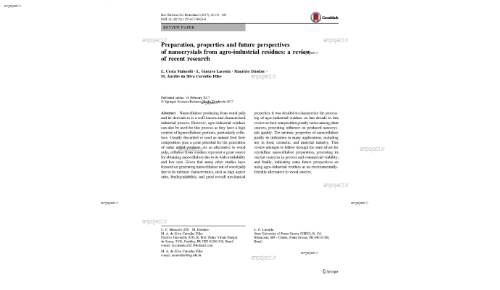 Preparation, properties and future perspectives of nanocrystals from agro-industrial residues: a review of recent research